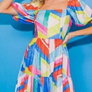 Sold-Flying Tomato Multicolor Geometric Midi Dress. NWT